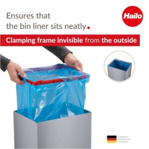 Hailo Big-Box L 1 x 35 liters / 9.2 gallons | Self-Closing Swing lid | Stainless Steel Liner Clamping Frame | Waste bin Kitchen Rectangular | Made in Germany