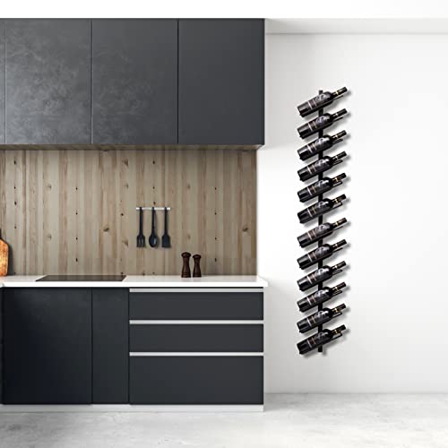 EDE & Style Metal Wall Mounted Wine Rack for 12 Bottles - Vertical Wine Rack Wall Mounted 4 ft, Wine Bottle Rack, Modern Wine Storage Rack, Electric Wine Bottle Opener 4 in 1 Gift Set.