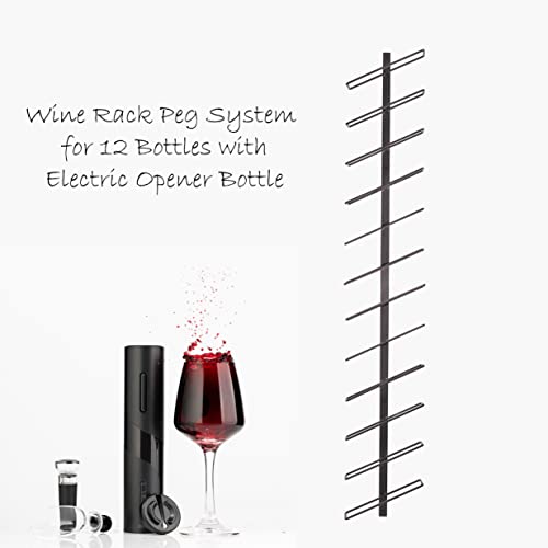 EDE & Style Metal Wall Mounted Wine Rack for 12 Bottles - Vertical Wine Rack Wall Mounted 4 ft, Wine Bottle Rack, Modern Wine Storage Rack, Electric Wine Bottle Opener 4 in 1 Gift Set.