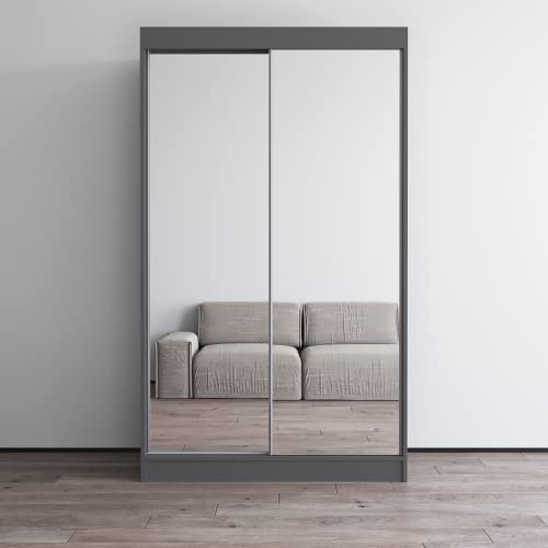 Aria 2 Door 47" Wardrobe (Gray with All Mirror)