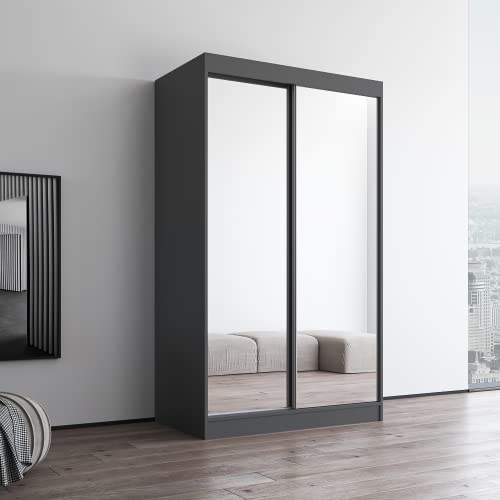 Aria 2 Door 47" Wardrobe (Gray with All Mirror)