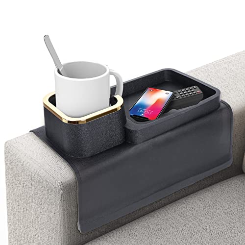 Silicone Couch Cup Holder, Homipooty Anti-Spill Anti-Slip Sofa Armrest Tray, Dirt-Resistant Silicone Couch Arm Tray for Remote, Snacks, Cellphone and Drink, Gift for Family, Friend