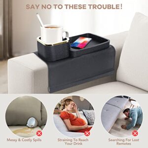 Silicone Couch Cup Holder, Homipooty Anti-Spill Anti-Slip Sofa Armrest Tray, Dirt-Resistant Silicone Couch Arm Tray for Remote, Snacks, Cellphone and Drink, Gift for Family, Friend