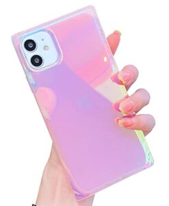 banailoa square iphone 11 case sparkle,colorful blue-ray laser holographic cute case soft tpu luxury glossy slim phone cover designed for [only] apple iphone 11-6.1 inch