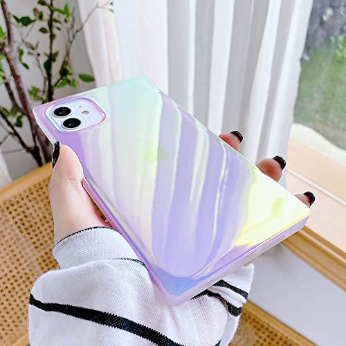 BANAILOA Square iPhone 11 Case Sparkle,Colorful Blue-Ray Laser Holographic Cute Case Soft TPU Luxury Glossy Slim Phone Cover Designed for [ONLY] Apple iPhone 11-6.1 inch