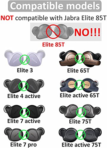 BLLQ 6 Pairs Silicone Ear Tips Replacment for Jabra Elite 7 Pro/75t/ 65t/ Active/ Elite 3 Eartips Replacement Silicone Compatible with Jabra Earbuds, Black Jbra