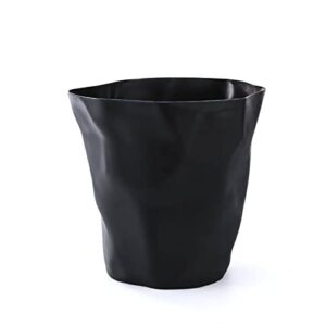 na creative household trash can, irregular fold wastebasket recycling bin, suitable for office, bedroom, bathroom, study, kitchen and other surrounding use (black)