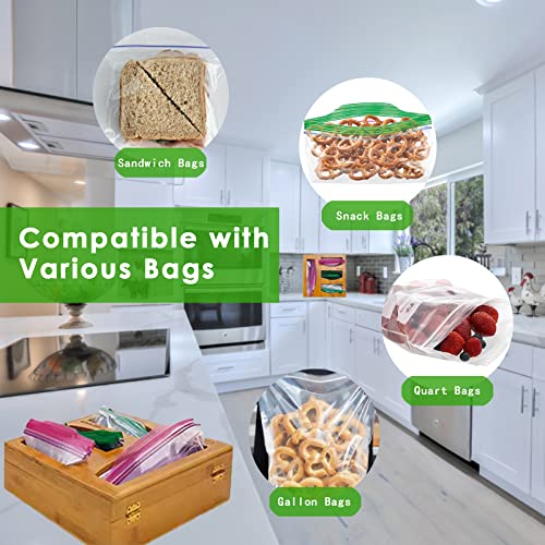 Bamboo Bag Organizer for Drawer, 1 Box of 4 Slots Ziplock Bags Storage Organizer for Gallon Quart Sandwich Snack Variety Size Bag, Nemesis of Chaos Drawer