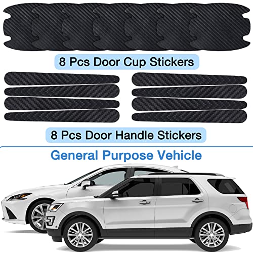 16 Pieces Car Door Handle Scratch Protector Car Door Handle Sticker Cover Scratches Protective Films Car Door Handle Cup Protector Films (Black)