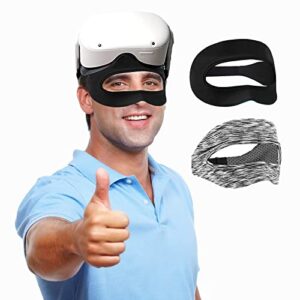 vr masks sweat band for oculus quest 2 accessories, vr eye sweat guard pad with adjustable strap, vr face cushions covers for virtual reality headsets (2pcs) (black grey)