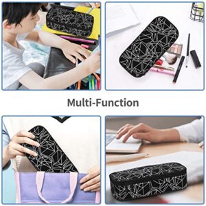 Black Pencil Case, Big Capacity Pencil Bag Canvas with 2 Compartments Pencil Case Organizer with Zipper for Office