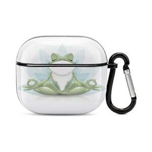 youtary compatible with airpods 3 case cover 2021 with keychain yoga frog funny pattern, apple airpod headphone cover unisex shockproof protective wireless charging