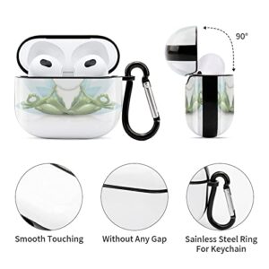 YouTary Compatible with Airpods 3 Case Cover 2021 with Keychain Yoga Frog Funny Pattern, Apple AirPod Headphone Cover Unisex Shockproof Protective Wireless Charging