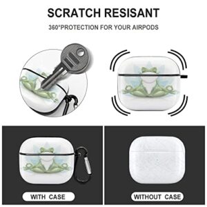 YouTary Compatible with Airpods 3 Case Cover 2021 with Keychain Yoga Frog Funny Pattern, Apple AirPod Headphone Cover Unisex Shockproof Protective Wireless Charging
