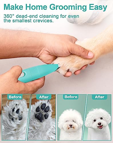 lexflext Dog Grooming Clippers, Dog Paw Trimmer with Detachable Ceramic Blade for Trimming Small Areas of Pet's Hair, Low Noise Paw Grooming Shaver for Cat's Eyes Face Ears Paws (Blue)