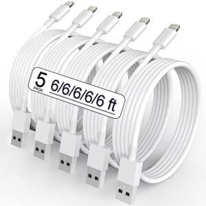 5 pack(6ft)original[apple mfi certified] iphone charger,lightning cable fast charging cord iphone charging cable compatible iphone 14 pro max13/12/11 pro max/mini/xs max/xr/xs/x/8/7/plus ipad airpods