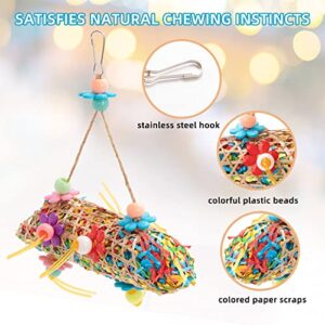 RLRICH 6 Pack Bird Colorful Chewing Toys Parrot Foraging Shredder Toys Shred Hanging Foraging Toys,Comfy Perch Parrot Toys for Rope Bungee Bird Toy