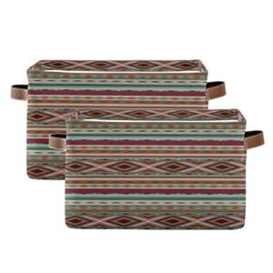 xigua Storage Basket Mexican Serape Blanket Stripes Colorful Storage Bin with Handle, Large Storage Cube Collapsible for Shelves Closet Bedroom Living Room 1PC