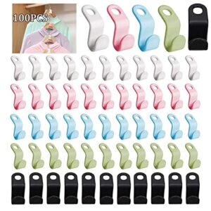 100pcs clothes hanger connector hooks, cascading hanger hooks for heavy duty space saving cascading connection hooks, load 30 pounds (multicolor-100pcs)