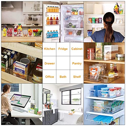 Set of 18 Fridge Organizer (16 Organizers and 2 Egg Containers) Stackable Pantry Organizers for Kitchen, Pantry, Cabinets, Drawers and Freezers