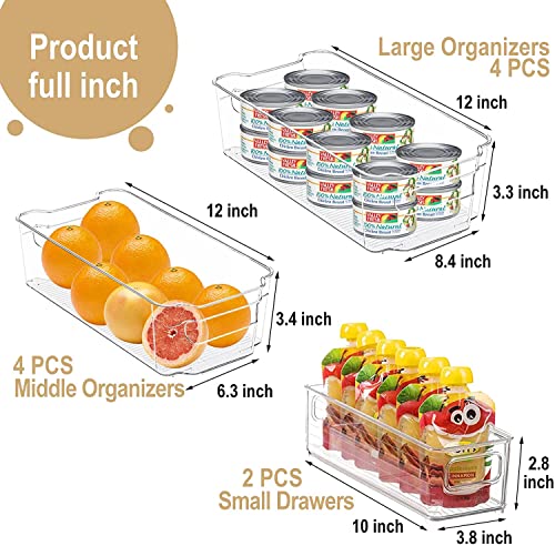 Set of 18 Fridge Organizer (16 Organizers and 2 Egg Containers) Stackable Pantry Organizers for Kitchen, Pantry, Cabinets, Drawers and Freezers