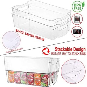Set of 18 Fridge Organizer (16 Organizers and 2 Egg Containers) Stackable Pantry Organizers for Kitchen, Pantry, Cabinets, Drawers and Freezers