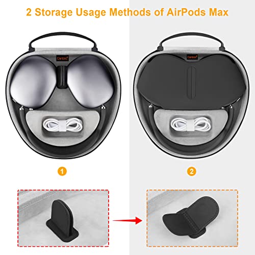 Canboc Hard Case for New Apple AirPods Max Headphone Supports Sleep Mode,Travel Carrying Storage AirPods Max Bag, Extra Space fits Cable, Charger, Black