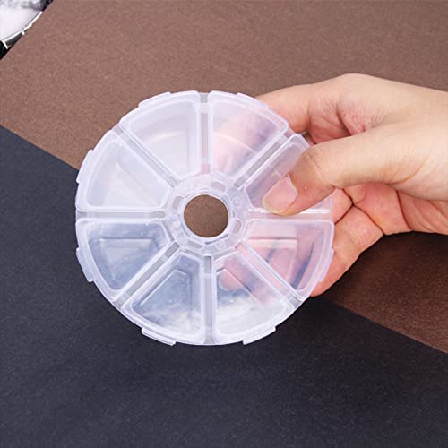 WOPODI 4 Pieces Round 8 Compartments Divider Storage Box, Clear Plastic Organizer Container Separate Cover Compartment Boxes for Jewelry Beads Earring Fishing Hook Box Pill Case Sticker Storage