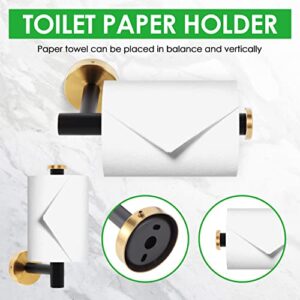 7PCS Bathroom Hardware Set 304 Stainless Steel Bathroom Hardware Set, 16IN Hand Towel Bar Towel Rack Set Wall Mounted, Black Gold Bath Hardware Set 4 Robe Towel Hooks+Toilet Paper Holder+Towel Ring