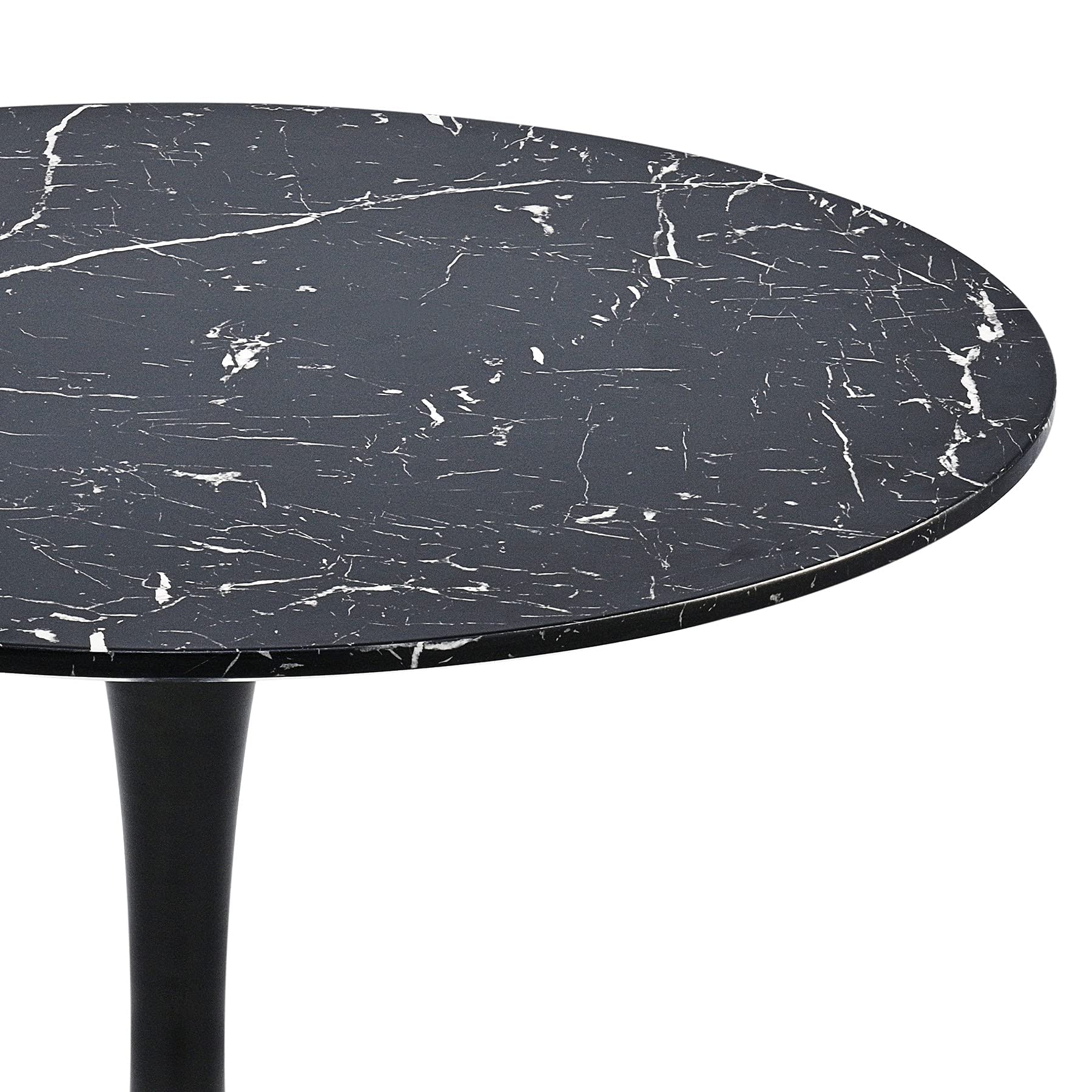 VONLUCE 32 Inch Tulip Table with Faux Marble Top for Kitchen Bar Patio and More, Modern Round Dining Table Living Room Accent Table with Metal Base and 165lb Capacity for 2-4, Black