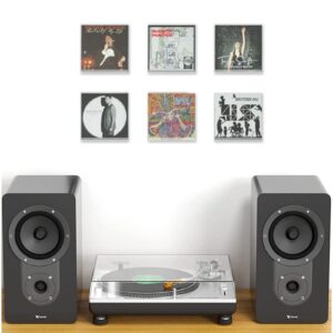 Cootack Vinyl Record Shelf Wall Mount Set 6 Pack, Album Record Floating Holder Display Daily Listening and Decorate Your Office or Home (Clear 7'')