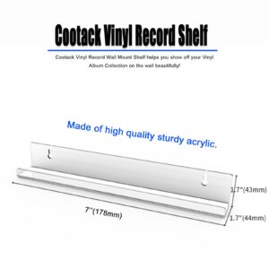 Cootack Vinyl Record Shelf Wall Mount Set 6 Pack, Album Record Floating Holder Display Daily Listening and Decorate Your Office or Home (Clear 7'')