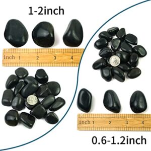 5LB Black Decorative Rocks - 0.6-1.2 inch Natural Black Rocks for Plants, Garden Paving Stones,Black Pebbles for Plants, Black Stones for Vases,Succulents,Garden Landscaping Rocks
