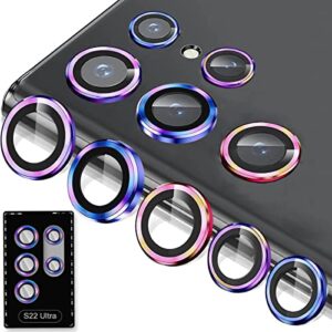 tiuyao camera lens protector for samsung galaxy s22 ultra, anti scratch tempered glass back camera lens protector aluminum alloy lens ring cover fit for samsung galaxy s22 ultra (multi-color)