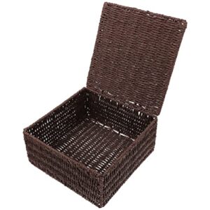 desktop wicker woven storage box: multipurpose storage box sundries storage container basket for home hotel office