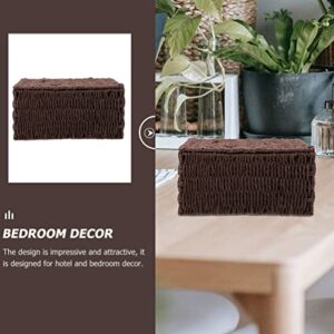 Desktop Wicker Woven Storage Box: Multipurpose Storage Box Sundries Storage Container Basket for Home Hotel Office