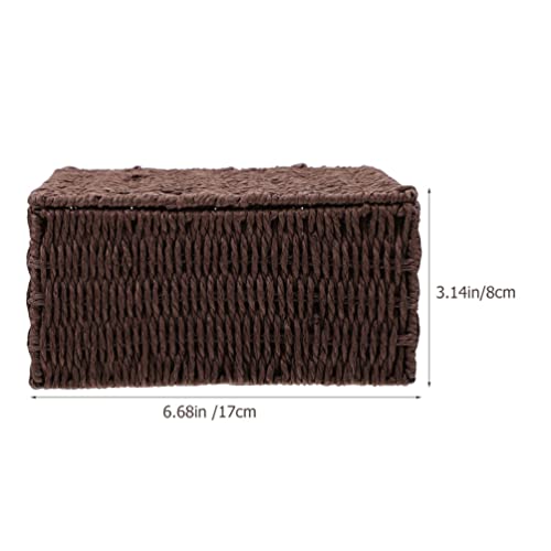 Desktop Wicker Woven Storage Box: Multipurpose Storage Box Sundries Storage Container Basket for Home Hotel Office