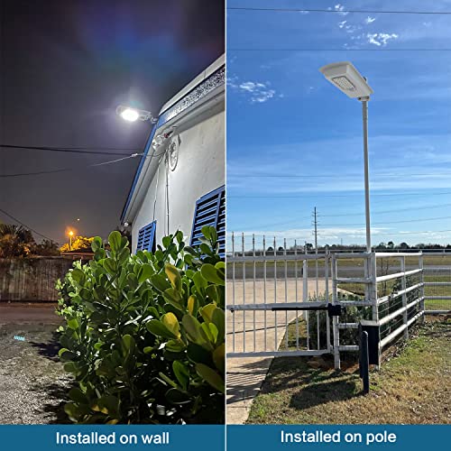 TENKOO Solar Street Light Outdoor Lamp Motion Sensor Dusk to Dawn Waterproof IP65 Security Flood Lights Remote Control LED Wide Angle Lamp Parking Lot Yard Street Squared Garden T1-10 (Grey Shell)