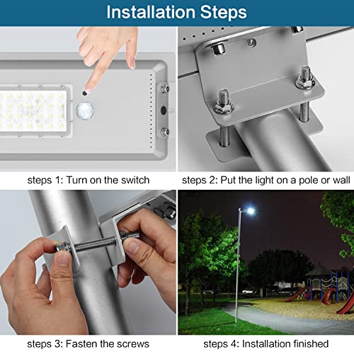 TENKOO Solar Street Light Outdoor Lamp Motion Sensor Dusk to Dawn Waterproof IP65 Security Flood Lights Remote Control LED Wide Angle Lamp Parking Lot Yard Street Squared Garden T1-10 (Grey Shell)
