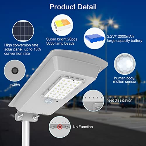 TENKOO Solar Street Light Outdoor Lamp Motion Sensor Dusk to Dawn Waterproof IP65 Security Flood Lights Remote Control LED Wide Angle Lamp Parking Lot Yard Street Squared Garden T1-10 (Grey Shell)