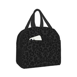 Lunch Bag for Women Men Cheetah Black Leopard Insulated Lunch Box for Adult Reusable Lunch Tote Bag for Work Picnic or Travel