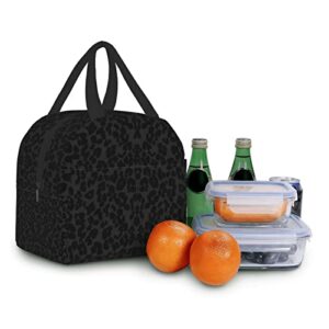 Lunch Bag for Women Men Cheetah Black Leopard Insulated Lunch Box for Adult Reusable Lunch Tote Bag for Work Picnic or Travel