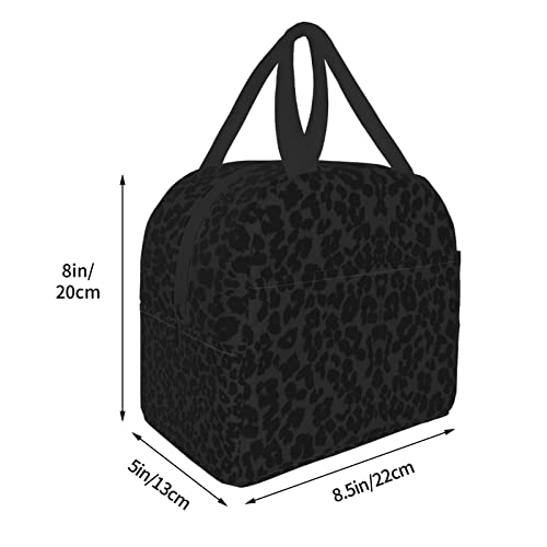 Lunch Bag for Women Men Cheetah Black Leopard Insulated Lunch Box for Adult Reusable Lunch Tote Bag for Work Picnic or Travel