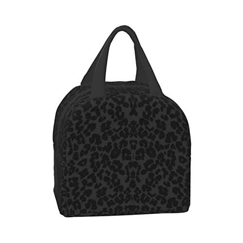 Lunch Bag for Women Men Cheetah Black Leopard Insulated Lunch Box for Adult Reusable Lunch Tote Bag for Work Picnic or Travel