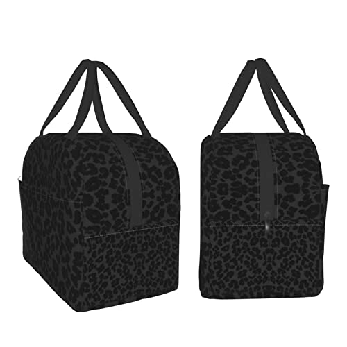 Lunch Bag for Women Men Cheetah Black Leopard Insulated Lunch Box for Adult Reusable Lunch Tote Bag for Work Picnic or Travel