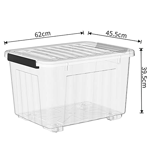 Cetomo 85Qt*3 Plastic Storage Bins, Storage Box, 3 Pack, Organizing Container with Wheels, Durable Lids and Secure Latching Buckles, Stackable and Nestable, Clear with Black Buckle