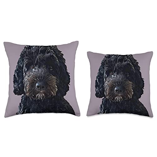 Black Cockapoo Dog Throw Pillow, 18x18, Multicolor