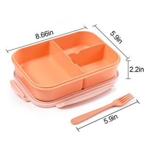 Jeopace Bento Box, Bento Box Adult Lunch Box,Kids Bento Box with 3&4Compartments,Lunch Containers Microwave Safe(Flatware Included,LightPurple+Orange)