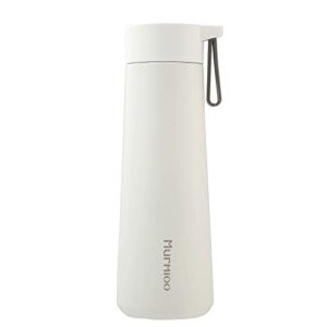 murmioo stainless steel insulated thermos, sports water bottle, double wall vacuum thermos flask，keep hot and cold，bpa free, suitable for cycling, camping and office 14oz/420ml (white)