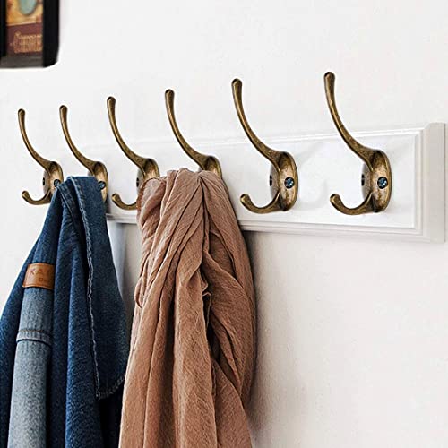 ZHHGTTUY Dual Wall Hooks Coat Hooks Heavy Duty Made of Strong Metal Cloth Hook (18Pcs,Antique Brass)